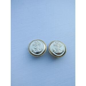 Gold Anchor Stud Earrings